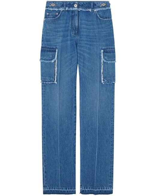 Versace Blue Frayed Cargo Jeans
