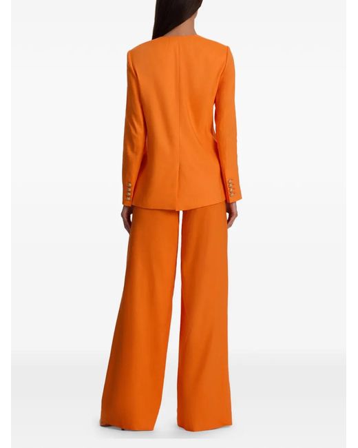 Alice + Olivia Orange Collarless Angled Blazer