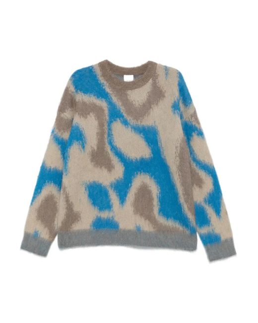 Calvin Klein Blue Patterned Crew-Neck Sweater for men