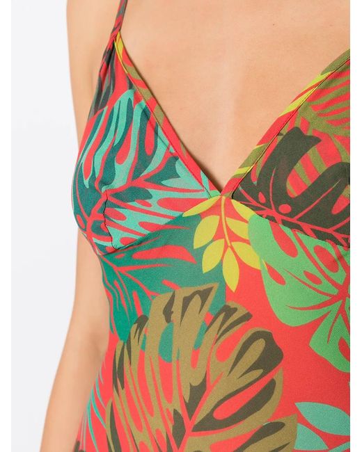 Amir Slama Red Palm Leaf Print Maxi Dress