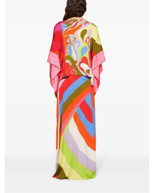Emilio Pucci Red Orchidee-Print Kaftan