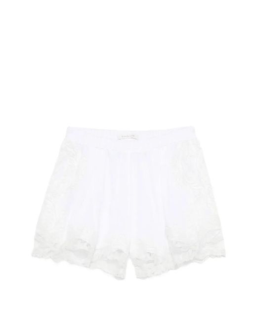 Maurizio Braschi White Lace-Trim Shorts
