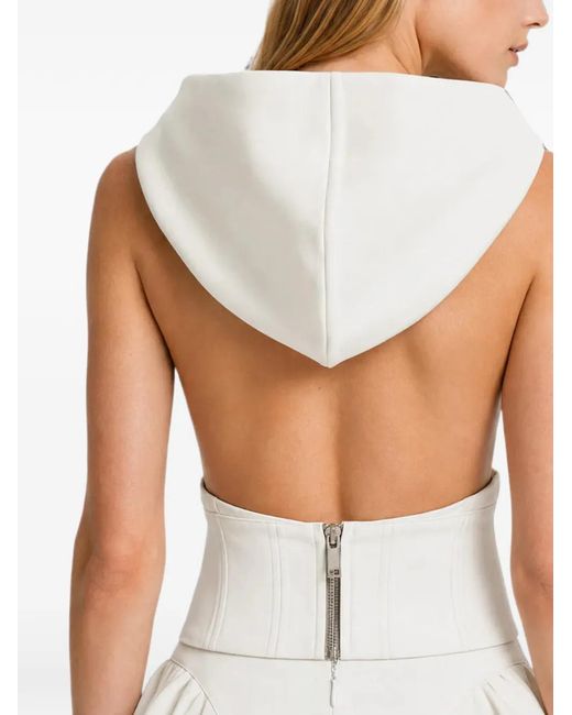 Hamza White Franci Hooded Corset-Style Top