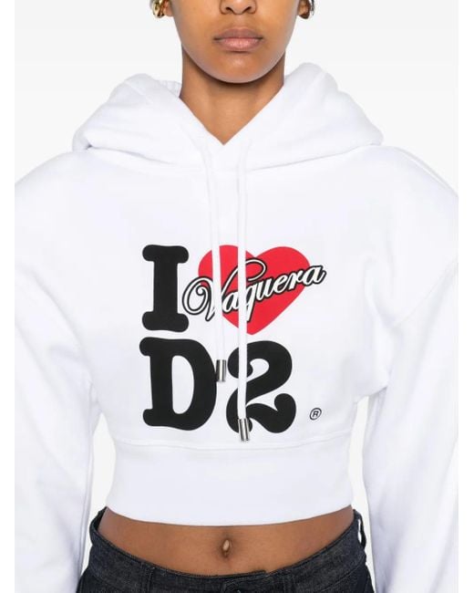 DSquared² White Logo Cotton Hoodie
