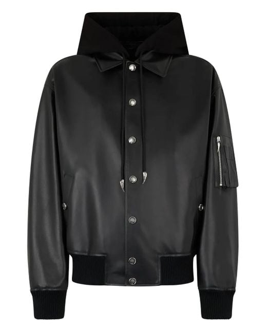 Roberto Cavalli Black Leather Bomber Jacket for men