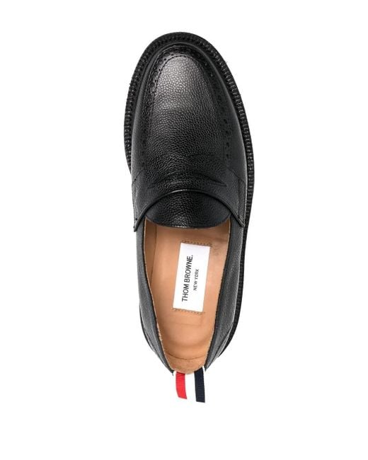 Thom Browne Black Pebbled Penny Loafers