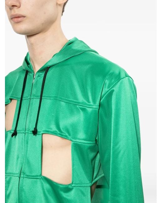 Comme des Garçons Green Cut-Out Hoodie for men