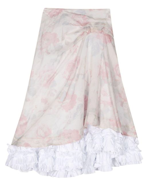 Molly Goddard White Jules Frilled Cotton Skirt