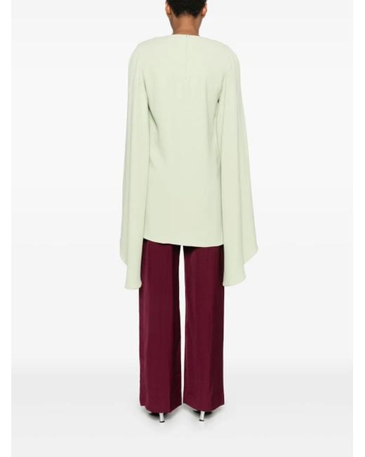 Elie Saab Green Cape-Style Crepe Blouse