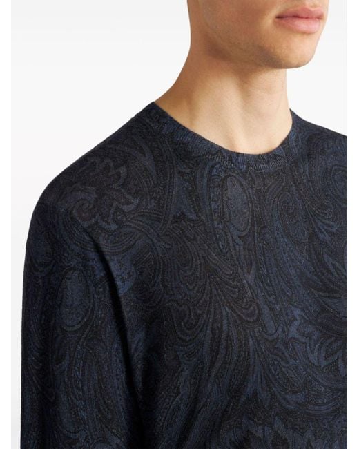 Maglione con stampa paisley jacquard di Etro in Blue da Uomo
