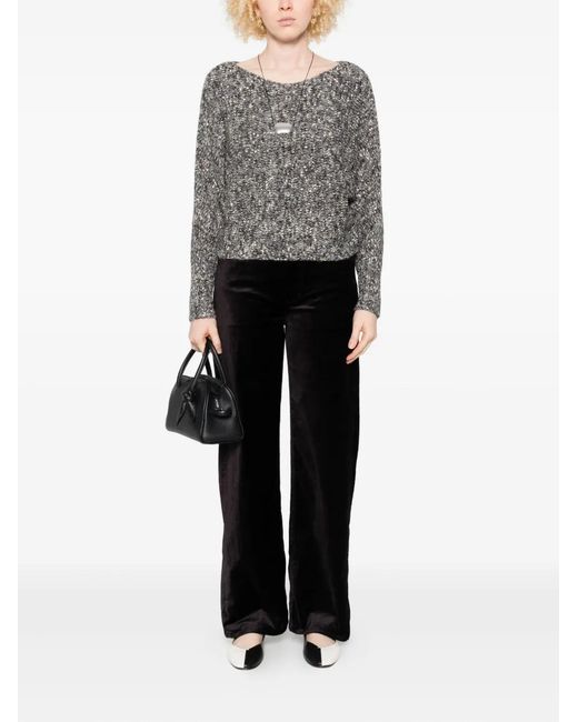 Twinset Gray Speckled-Pattern Knit Top