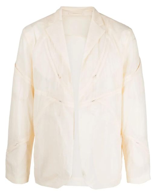 Post Archive Faction PAF White Multiple-Zipper Detail Blazer for men
