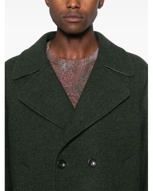 Etro Green Peacoat With Welt Pockets And Sleeves for men