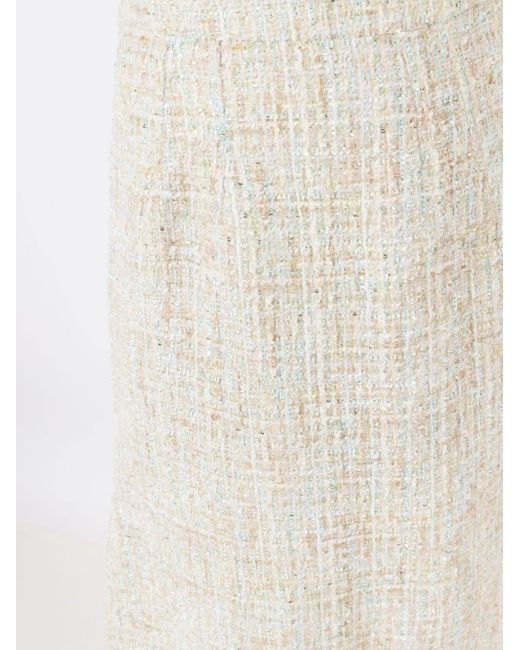 Olympiah White Tweed Side-slit Midi Skirt