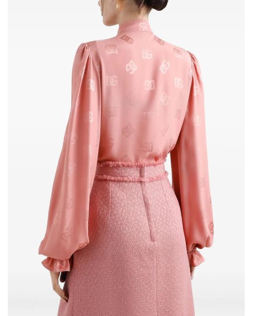 Dolce & Gabbana Pink Dna Logo-Print Blouse