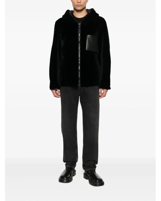 Yves Salomon Black Hooded Reversible Jacket for men