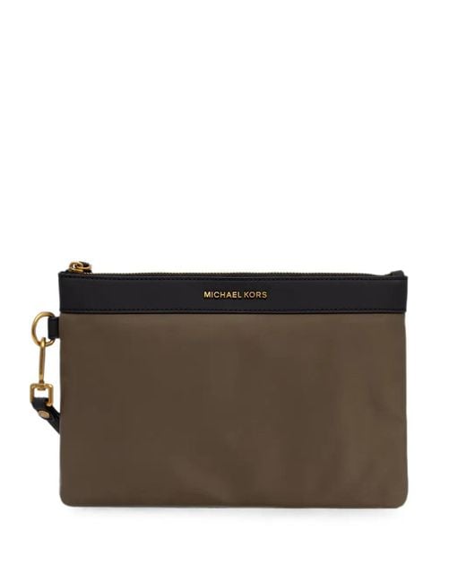 Michael Kors Brown Brooklyn Logo-Lettering Wristlet Clutch Bag for men