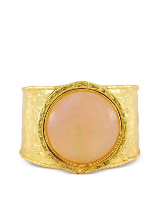 Sylvia Toledano Yellow Quartz Hammered-Effect Cuff Bracelet