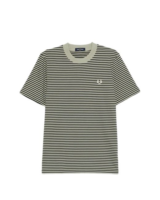 Fred Perry Gray Striped Laurel Wreath T-Shirt for men