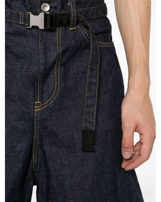 Short droit en jean à taille haute Sacai pour homme en coloris Black