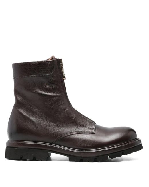 A.s.98 Brown Zip-Front Leather Boots for men