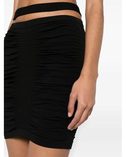 ANDREADAMO Black Draped-Design Knitted Skirt