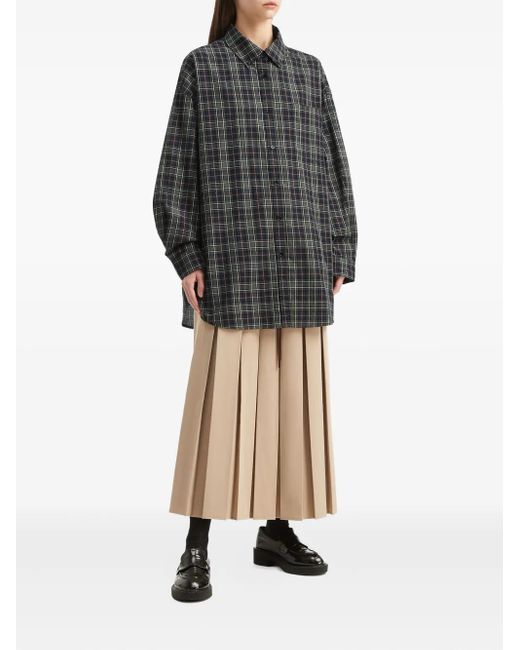 B+ AB Gray Checked-Pattern Cotton Shirt