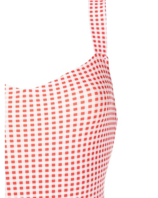 Amir Slama Pink Gingham-Check Pattern Swimsuit