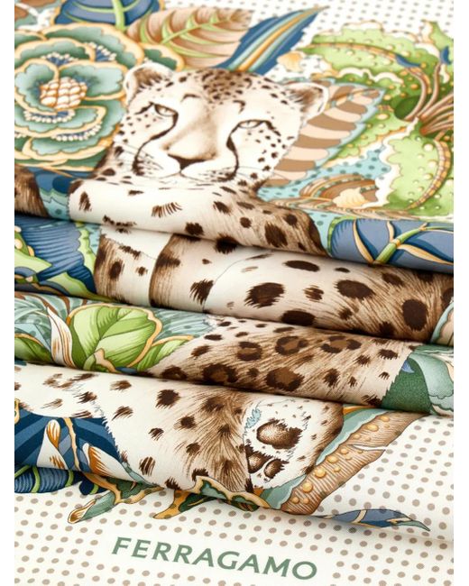Ferragamo Metallic Printed Silk Foulard