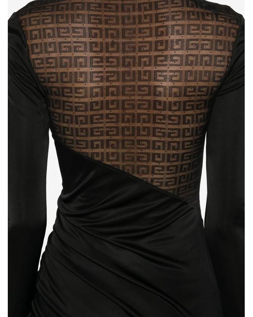 Givenchy Black 4G-Lace Asymmetric Midi Dress