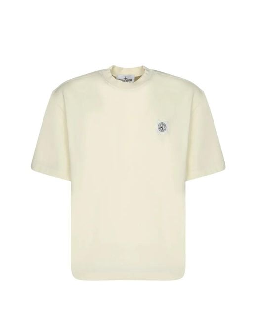 Stone Island White 2100030 Logo-Patch T-Shirt for men
