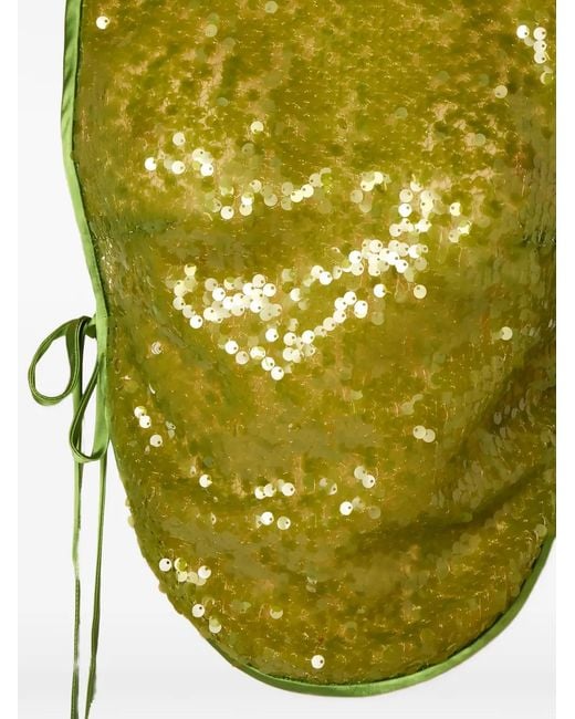 Elisabetta Franchi Green Tulle Bib With Sequins