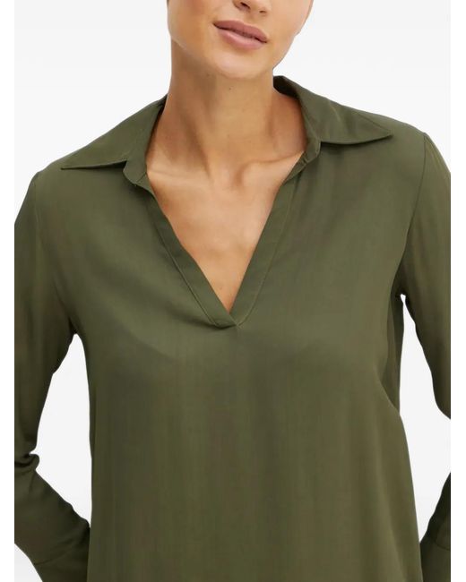 Silvian Heach Green V-Neck Collared Top