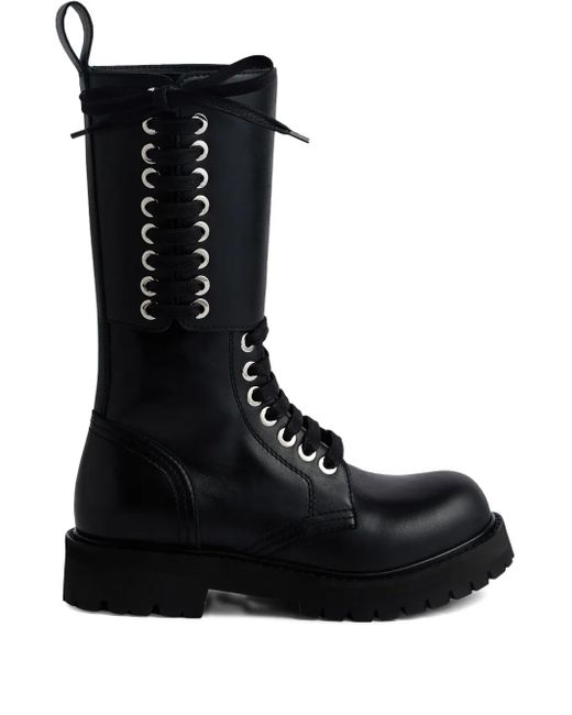 Rabanne Black Lace-Up Platform Boots