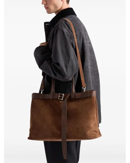 Prada Brown Medium Buckle Tote Bag for men