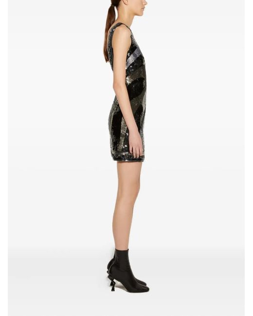 Emilio Pucci Black Sequin-Embellished Sleeveless Mini Dress