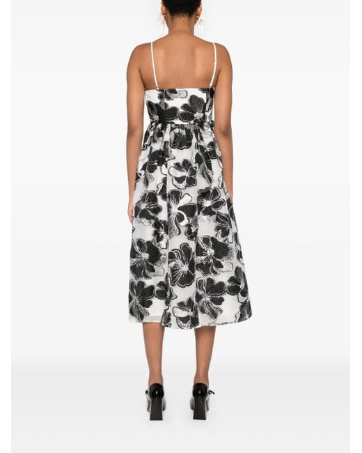 Stine Goya White Anemone-Jacquard Voluminous Midi Dress