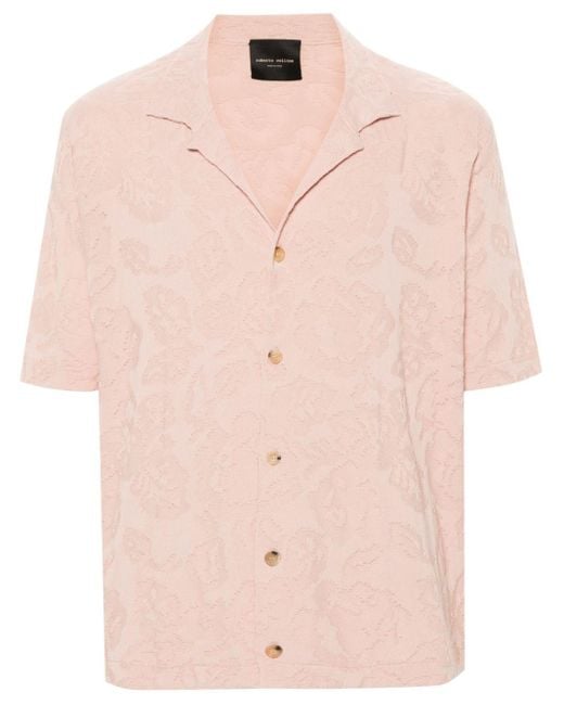Camicia con effetto jacquard di Roberto Collina in Pink da Uomo