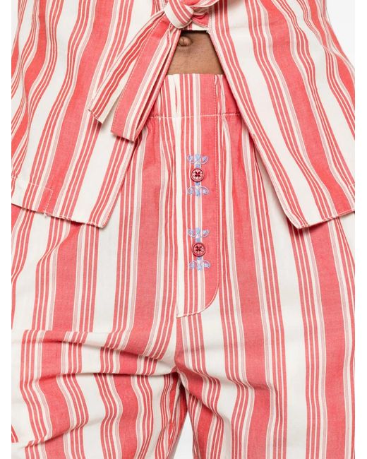 Stine Goya Pink Striped Button Trousers