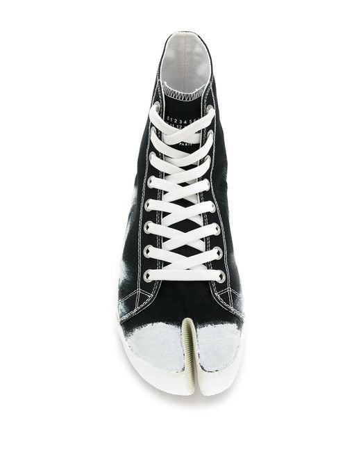 Maison Margiela Black Tabi Paint-Detail High-Top Sneakers for men