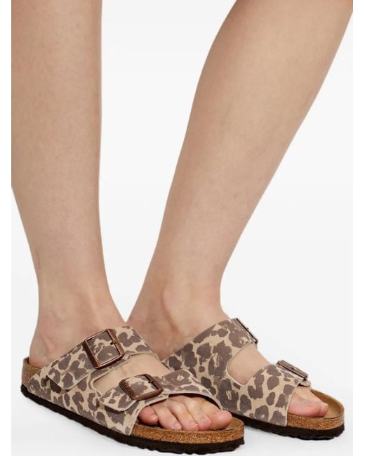 Birkenstock Brown Arizona Leopard-Print Sandals