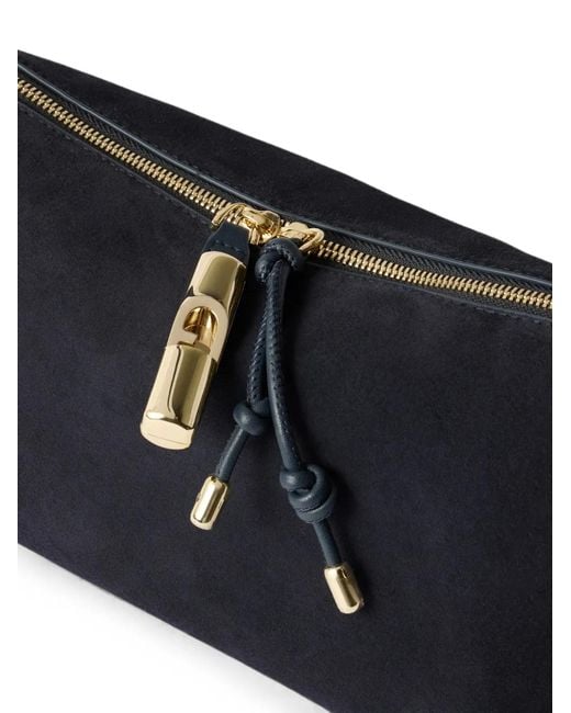Furla Black Suede Shoulder Bag
