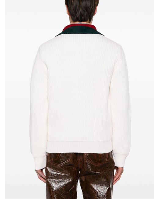 Gucci Pullover Aus Wollstrick Mit Web in White für Herren