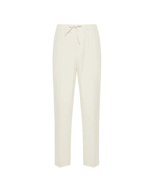 Canali White Drawstring-Waistband Straight-Leg Trousers for men
