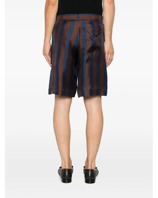 Fendi Blue Striped Silk Shorts for men