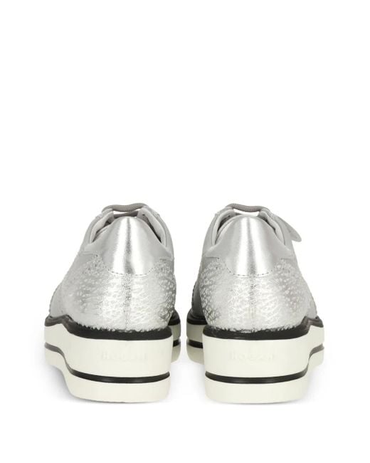 Hogan White Platform Leather Sneakers