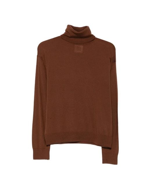 Semicouture Brown Roll-Neck Wool Sweater