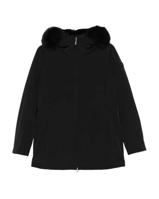 Colmar Black Faux Fur-Trimmed Hooded Coat