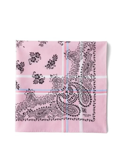 Prada Pink Printed Cotton Scarf 65