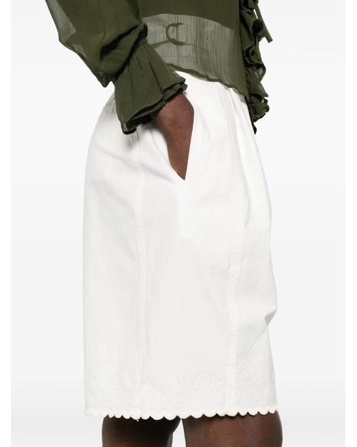Bode White Closerie Scallop Shorts